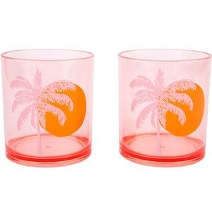 SUNNYLIFE Poolside Tumblers Desert Palms Pink